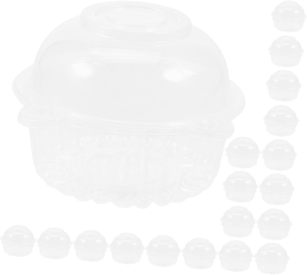 50Pcs Clear Individual Cupcake Containers with Lids Pet Cupcake Holder for Bakery Events Design for Easy Packaging for Desserts and Pastries