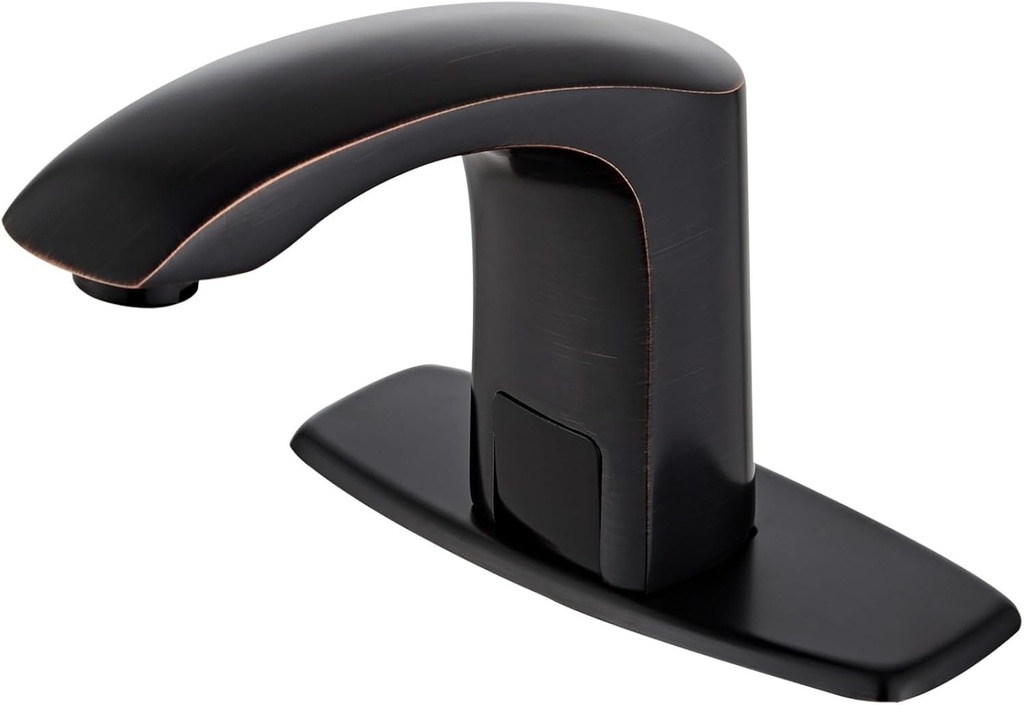 Luxice Sensor Automatic Touchless Bathroom Sink Faucet Hot & Cold Mixer Cover Plate Included Faucet, Oil Rubbed Bronze
