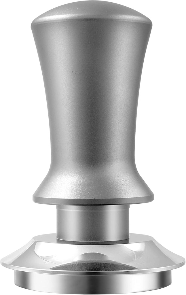 K COOL Espresso Hand Tamper, Premium Barista Coffee Tamper with Calibrated Spring, Stainless Steel Base Tamper Compatible with Espresso Machine Rancilio, Gaggia Bottomless Portafilter (58mm, Silver)
