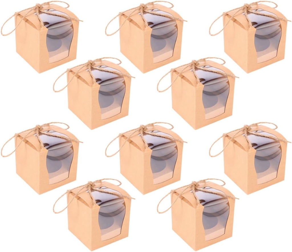 PRETYZOOM 10Pcs Bakery Treat Boxes with Window Elegant Muffin Boxes for Parties for Cupcakes Pastries and Showers Weddings and Celebrations