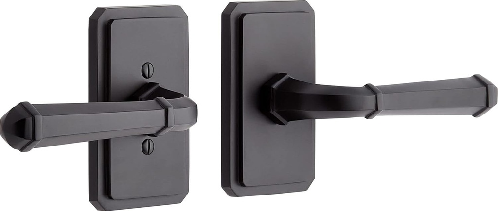 Signature Hardware 479151 Matteen Left Handed Solid Brass Privacy Door Lever Set with 2-3/8" Backset
