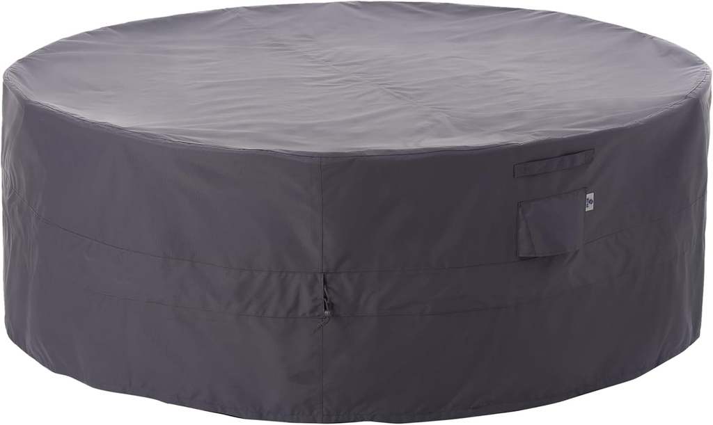 WJ-X3 Ripstop Patio Furniture Cover, 96" D x 31" H, Waterproof, UV Resistant, Anti-Fading Outdoor Cover for Round Dining Table and Chairs Set, Grey