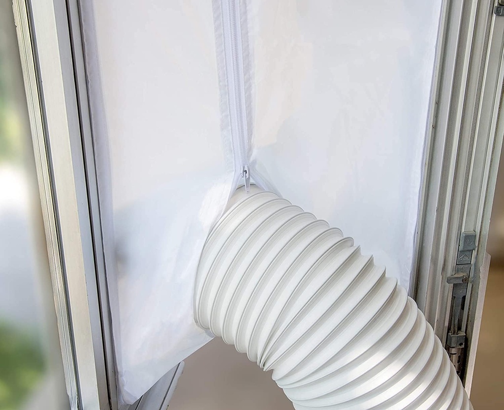 Universal Window Seal（400CM） with Zip and Hook Tape Suitable for Mobile Portable Air Conditioner and Tumble Dryer，Air Exchange Guards Easy to Install - No Need for Drilling Holes