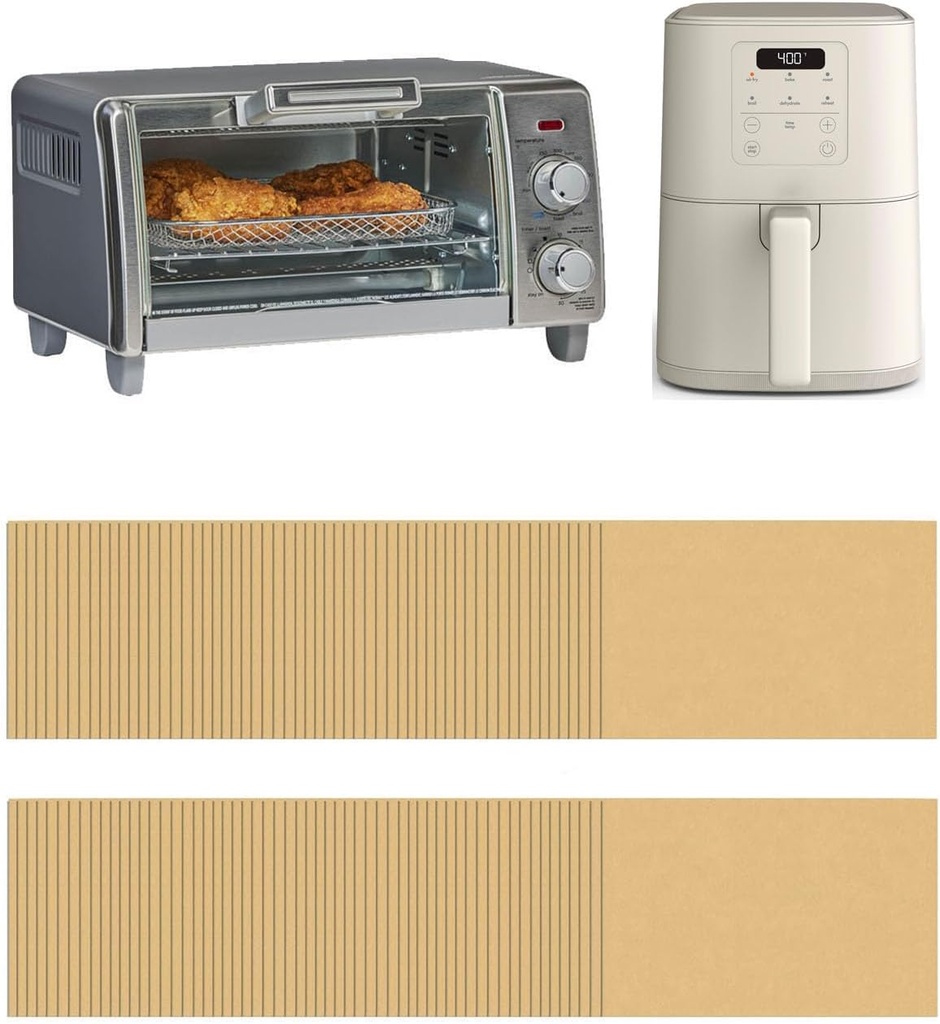 125PCs Small Air Fryer Oven Parchment Paper Liners 8.5x5.2in Compatible with Black+Decker Crisp'N Bake Air Fry 4-Slice Toaster Oven TO1787SS/TO1785SG & Bella 4QT Slim Air Fryer & Elite Gourmet ETO236