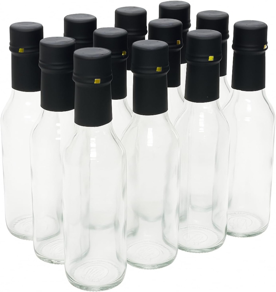 nicebottles Clear Glass Woozy Bottles with Shrink Capsules, 5 Oz, Case of 12