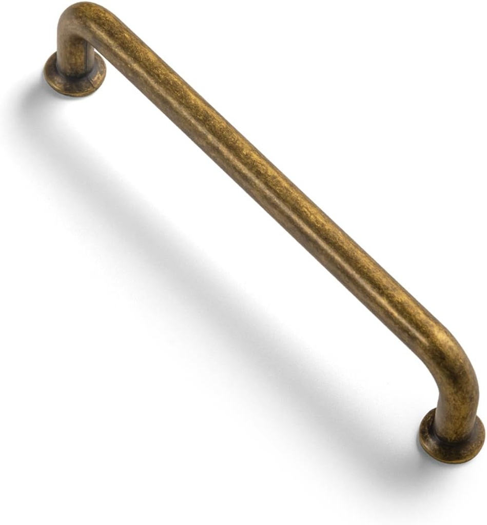 Set of 12 -Sleek 5" Center to Center Antique Brass Cabinet Handles - Retro and Minimalist Hardware for Stylish Home Enhancement