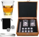 Small Square Wine Glass Whiskey Stone Wooden Box Set