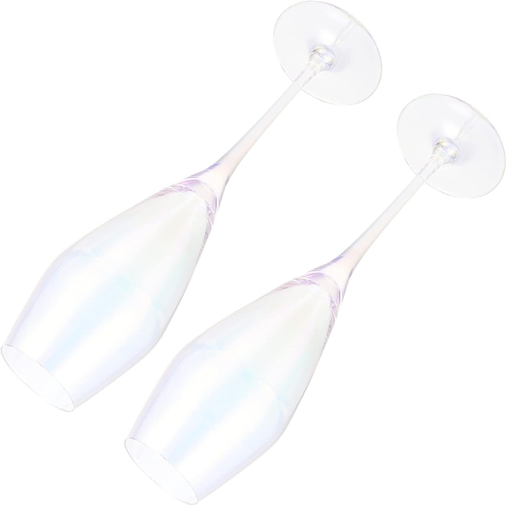 Luxshiny 2pcs Iridescent Wedding Flutes Crystal Goblet Glasses for Bride and Groom Lightweight and Versatile Wine Glasses for Celebrations and Toasting for