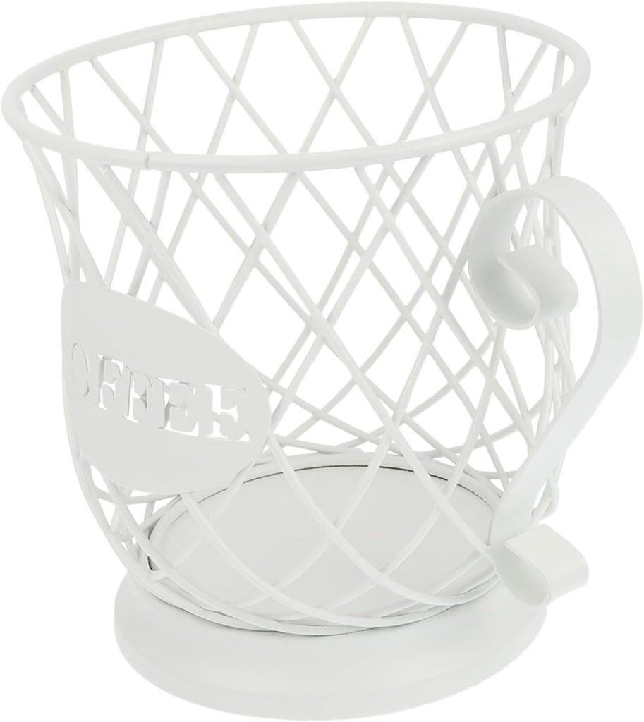 Garneck 1Pc Metal Coffee Capsule Holder Basket Elegant White Coffee Organizer for Home Bar Sturdy Design