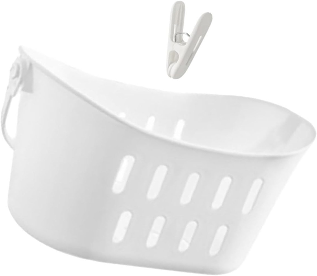 Hanging Storage Basket Organizer Handle Plastic Shower Sundries Basket for Kitchen and Bathroom Rectangular Design for College Essentials and Cleaning Supplies
