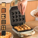 6-in-1 Single Waffle Maker, Waffle Maker Iron for Family, 650W Waffle Machine with Deep Non-Stick Cooking Plates, Detachable and Interchangeable Plates, Automatic Temperature Control (Color : Green)