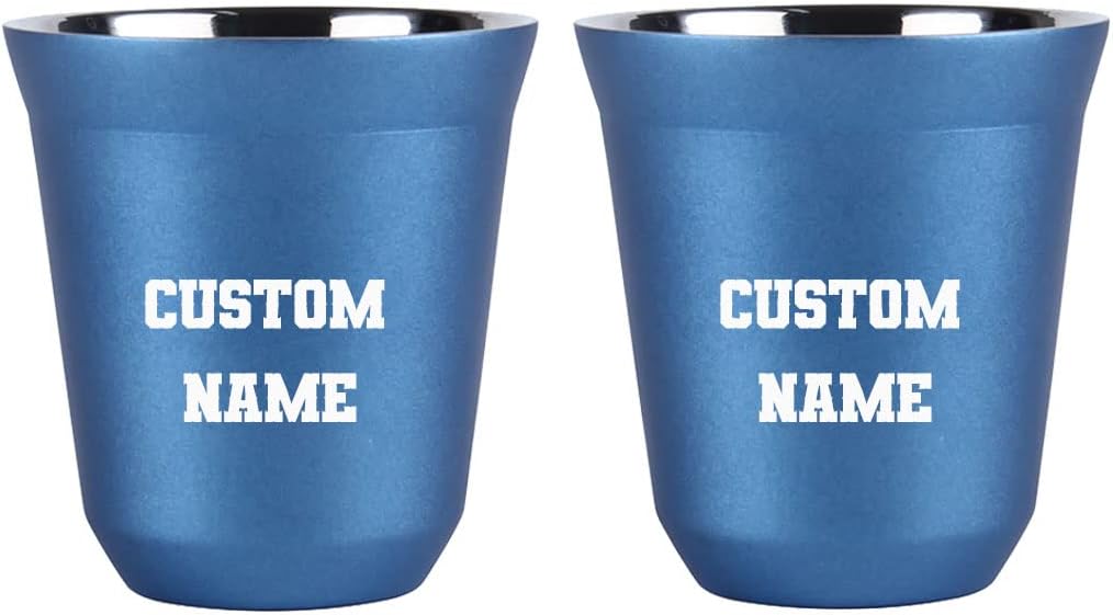 Stainless Steel Espresso Cup 2pcs Set Double Wall Insulated Metal Demitasse Cups 80ml/160ml Heat Resistant Easy to Clean, Customized Coffee Cups