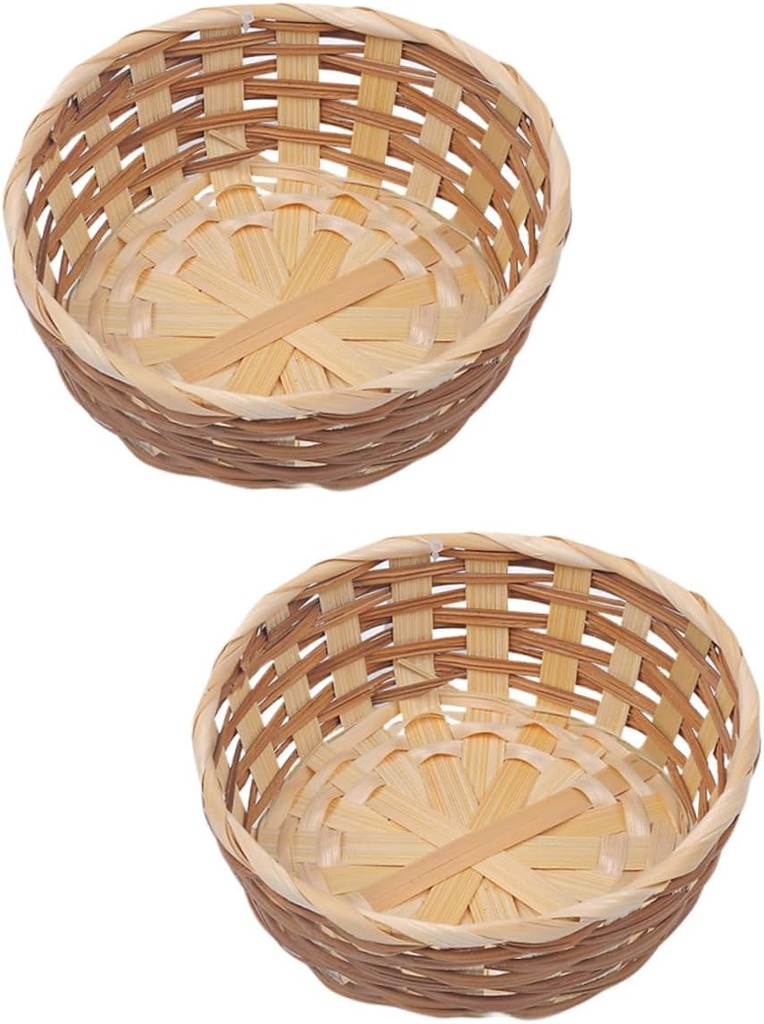 LIFKOME 2pcs Bamboo Woven Storage Baskets Kitchen Basket for Pantry Fruit Snacks Decorative