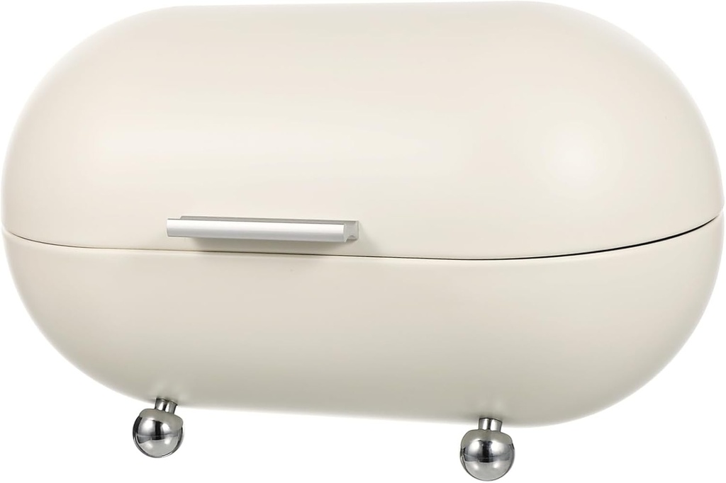 Metal Bread Box with Rolling Door Iron Desktop Bread Bin for Household Storage Smooth Rounded Edges Stable Wide Base Multi Function Container for Kitchen and Sundries