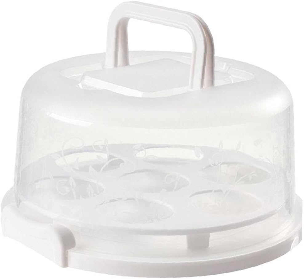 Portable Cake Carrier Refrigerator Fresh Keeping Receiving Box Cake Storage Container with Cupcake Fix Plate 26 * 22.5 * 13.5 Cm
