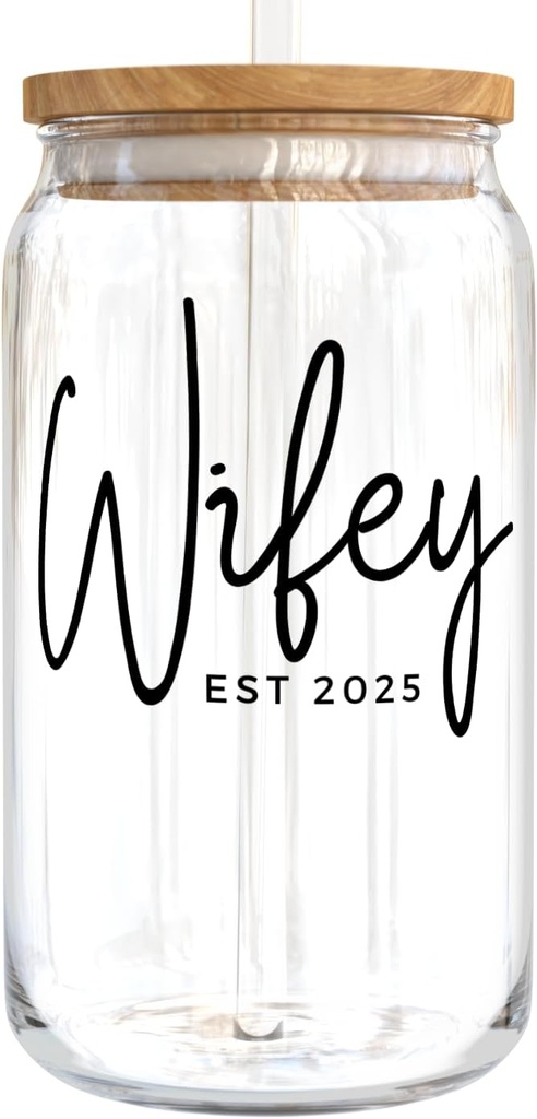 KLUBI Wedding Gift for Bride - Wifey Est 2025 Wifey Cup with Straw and Lid Cool Bridal Shower Gifts for Bride To Be Gifts Bride Gifts Wifey Gifts for Wife Bride Cup Tumbler Mrs Cup Wedding Gifts 2025