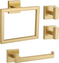 Brushed Gold Bathroom Hardware Set 4 Pieces, Toilet Paper Holder Set SUS304 Stainless Steel Bath Hand Towel Ring for Bathroom Hardware Accessories Set Wall Mounted