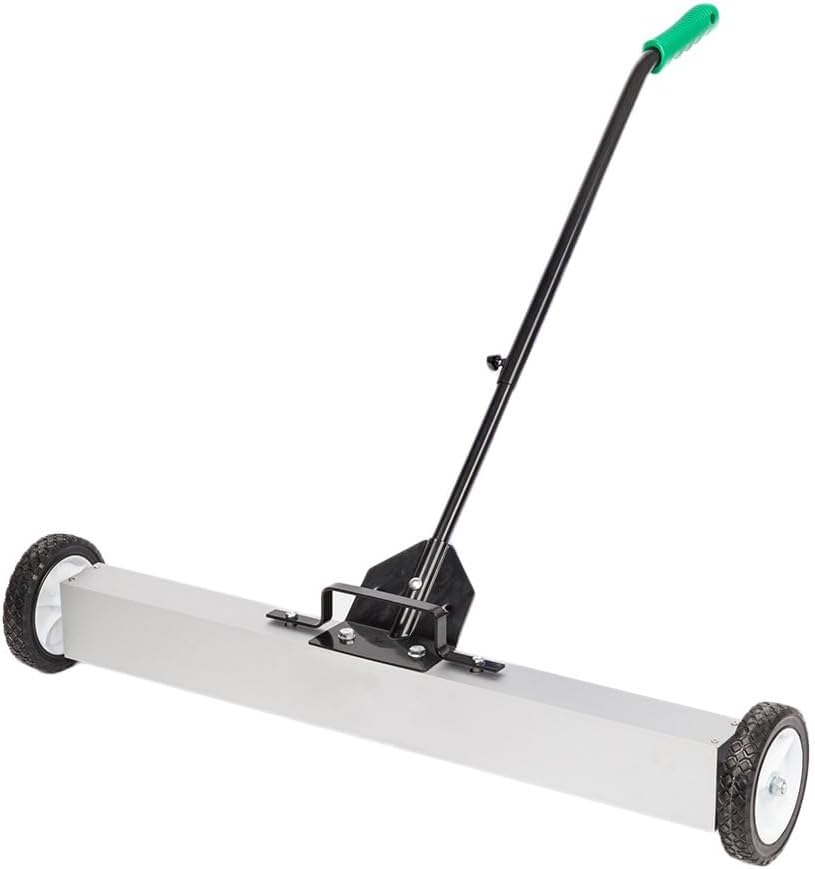 36-Inch Rolling Magnetic Pick-Up Sweeper with Wheels, with Quick Release Latch and Adjustable Long Handle, for Nails Needles Screws Collection, Great for Yard Grass Carpet and Concrete Floor