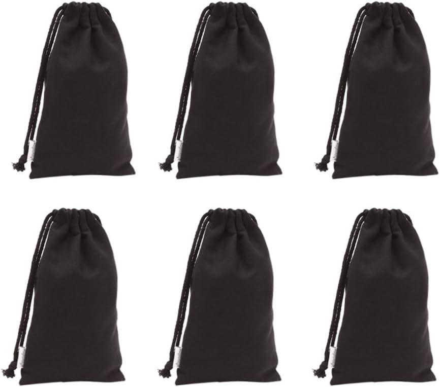 Augbunny 100% Cotton Canvas Favor Bag Pouch With Drawstring 6-pack (Small, Black)