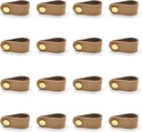 Dresser Drawer Handle Leather, Cabinet Knobs,2.7" Single Hole Genuine Leather Drawer Strap Beige,Set of 16
