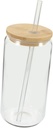 PRETYZOOM Glass Cup Lid Straw Insulated Tea Cup Travel Mug Bamboo Lid Leakproof Easy to Clean for Hot or Cold Beverages