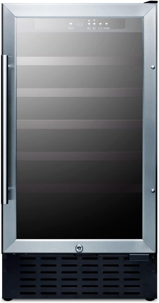 Summit 18” Wine Cellar, 34 Bottle, 3.3 cu.ft. Capacity, ADA Compliant Stainless Steel & Glass- SWC1840BADA