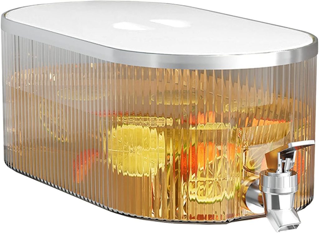 5L Drink Dispenser, PP Good Sealing Large Opening Temperature Resistant Beverage Dispenser Cold Kettle, Beverage Drink Dispenser Sturdy Pitcher with Faucet for Refrigerator(Cream White)