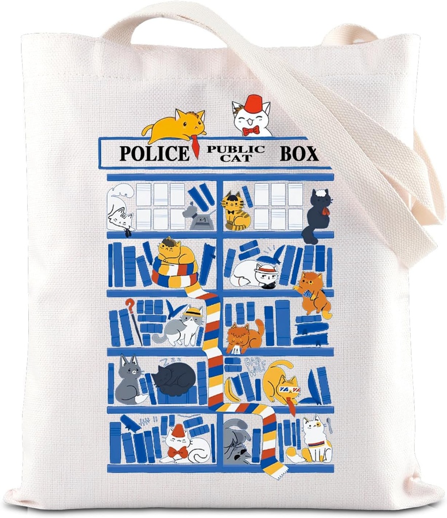 FOTAP Dr-Who Tote Bag Police Public Cat Box Inspire Tote Bag Doctor Movie Fans Gift Police Box Doctor Cat Merchandise