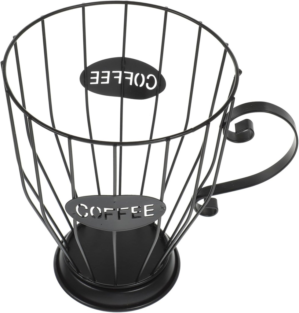 PRETYZOOM Coffee Storage Organizer Iron Basket for Capsules and Snacks Open Design for Easy Access Multi-functional Holder for Home Kitchen and Office Decor Large Black Rack