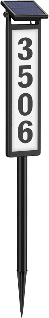 Solar Illuminated LED Lighted Address Sign, House Numbers for Outside Yard Home, Numbers Plaque Outdoor Waterproof, Black
