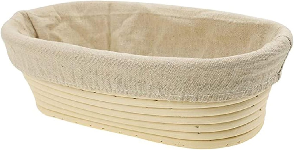 Banneton Bread Dough Proofing Rising Rattan Basket / Oval Prooving Brotform Set Dough Box (9 inch)