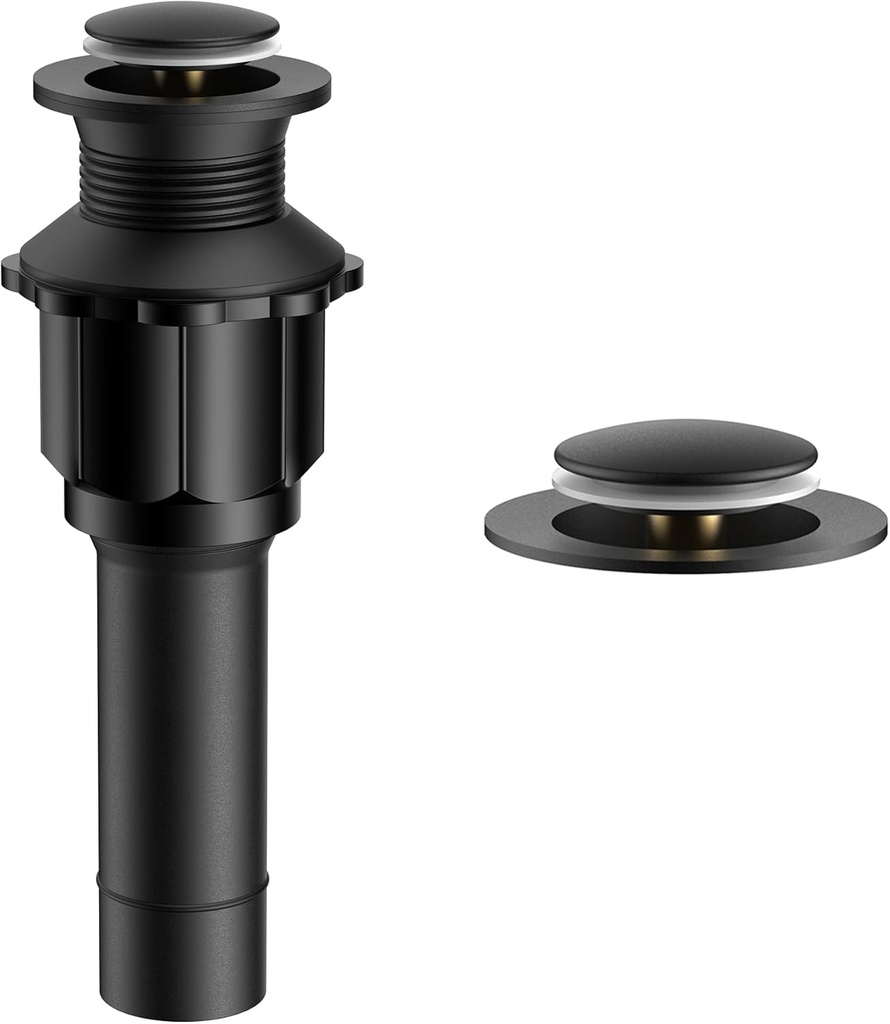 FORIOUS Bathroom Sink Drain Without Overflow, Pop-up Drain Assembly with Detachable Basket Stopper, Anti-Explosion and Anti-Clogging Drain Strainer, 304 Stainless Steel, Matte Black