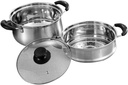 Ciieeo 1set Stainless Steel Steaming Basket Double Side Handles Soup Pot Steamer Pot Set Food Steamer Reusable