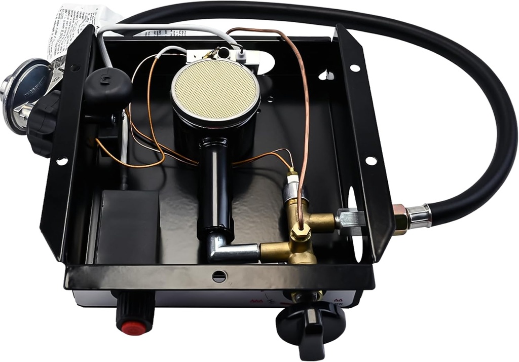 Patio Heater Glass Tube Burner Module Replacement, Compatible with Hiland Square Glass Tube Heaters, 3 Bolt Hole Design, Includes Regulator Valve Assembly, Part Numbers: HLDS01-GTHG, HLDS01-GTSS etc