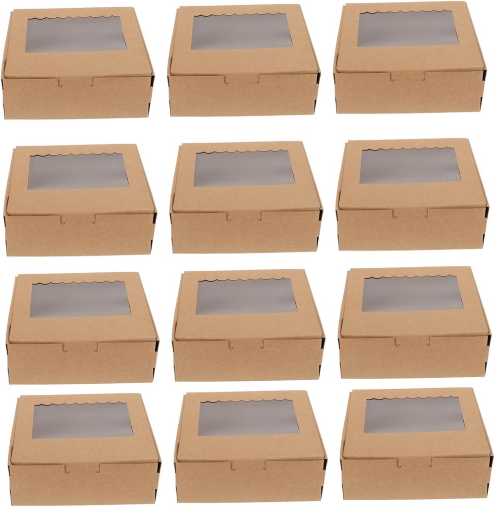 1set Kraft Paper Cake Box Muffin and Cupcake Packing Boxes with Window for Weddings Birthdays and Dessert Displays Food-grade Material