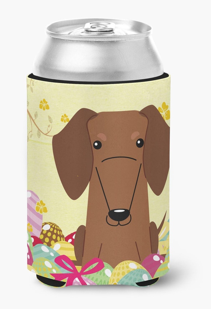 Caroline's Treasures BB6130CC Easter Eggs Dachshund Red Brown Can or Bottle Hugger Cooler Washable Drink Sleeve Collapsible Beverage Insulated Holder, Can Hugger, Multicolor