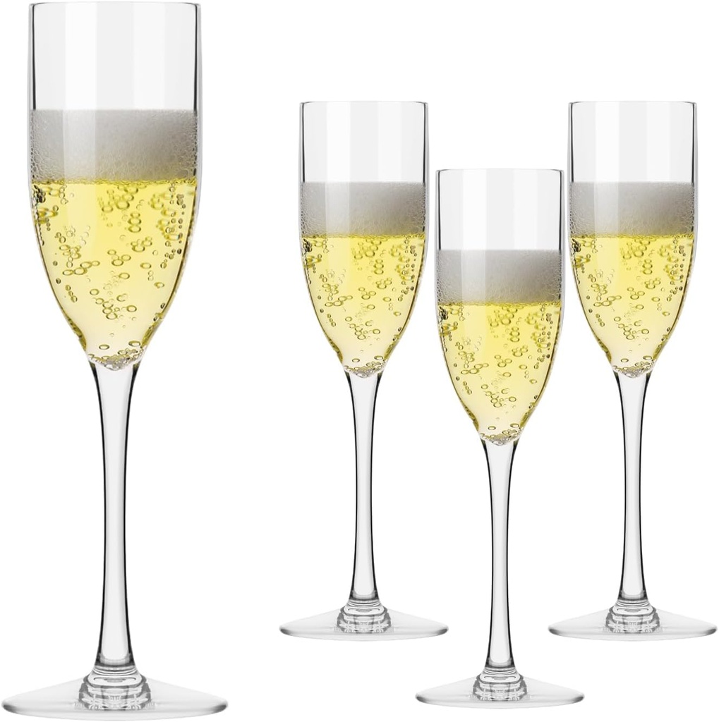 16 count Acrylic Champagne Flutes, 5 Oz Unbreakable Goblet Glasses Reusable Champagne Toasting Cups - Modern & Ideal for Home Daily Life Wedding Toasting Drinking, Party Supplies (transparent)