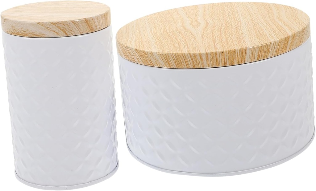 Cabilock 2pcs Practical Snack Holder Storage Jars Lid Round White Kitchen Canisters for Candy Dried Foods Versatile Containers for Home Organization