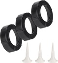 Sausage Caulking Gun Front Cap, Durable Sausage Caulk Gun Aluminum Front Cover with Cone Nozzles(Black-3 Pack)