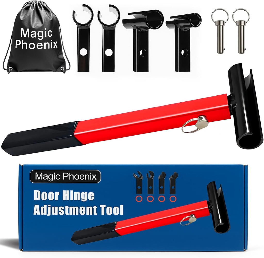 Hinge Gap Adjusting Wrench Kit, Heavy Duty 4 in 1 Door Hinge Adjustment Tool for Residential and Commercial Use, Durable Painted Steel Hinge Bender Wrench with Rubber Grip, Professional Adjustment Set