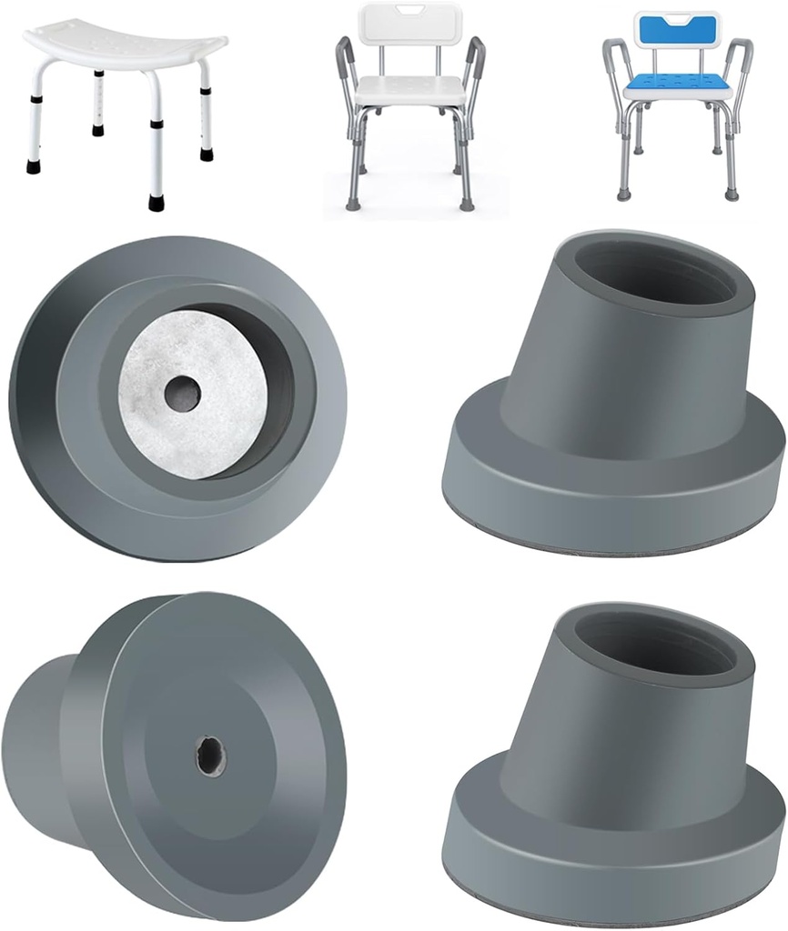 4 Pack Replacement Feet for Shower Chair | 1-1/8"Slope Rubber Tips Non Slip Shower Bench | ZIYIZE Tub Transfer Benches Suction Cup Feet | Bath & Shower Safety Seating &Transfer Benches