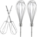 Hand Mixer Turbo Beaters (2 Pack) & Stainless Steel Pro Whisk (2 Pack) Compatible with KHM512BM, KHM2B, KHM312, KKHM53 & Hand Mixer Attachments