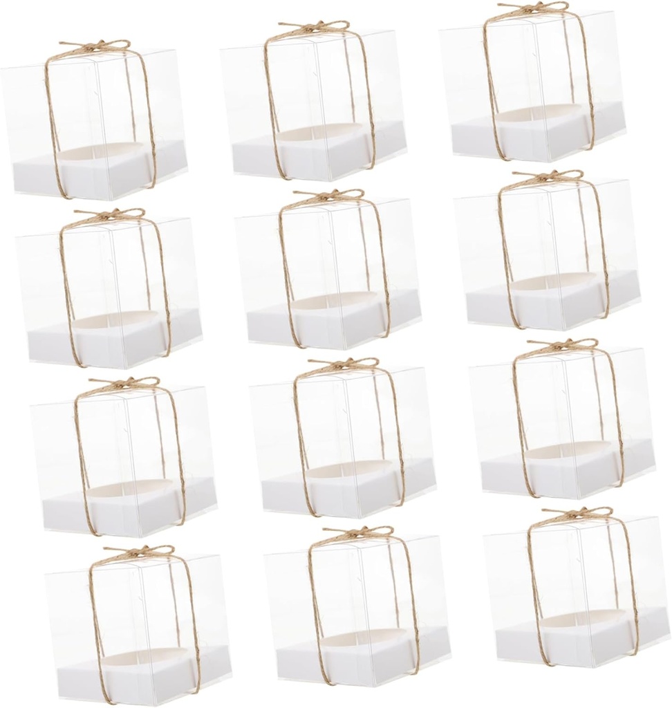 12 Pack Square Cake Boxes Clear Plastic Cupcake Containers Bakery Boxes Individually Packaged Ideal for Birthday Wedding