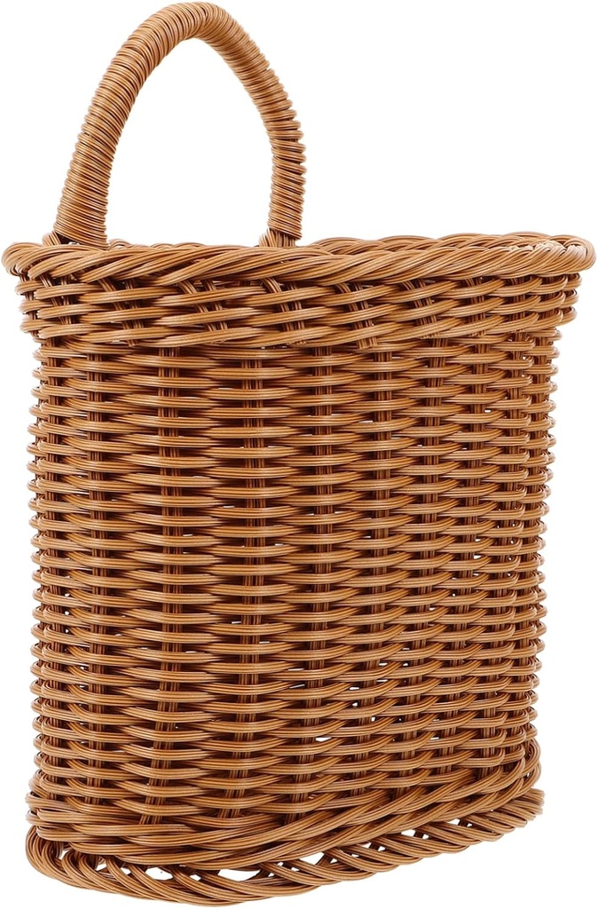 Ciieeo Woven Wall Hanging Fruit Basket for Kitchen Storage Small Rattan Basket Wall-mounted Garlic Holder