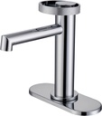 Chrome Bathroom Faucet with Pop Up Drain Stopper, Escutcheon and Supply Lines, Single Handle Stainless Basin Mixer Tap, Modern Bathroom Sink Faucet for 1 or 3 Hole Vanity Sink