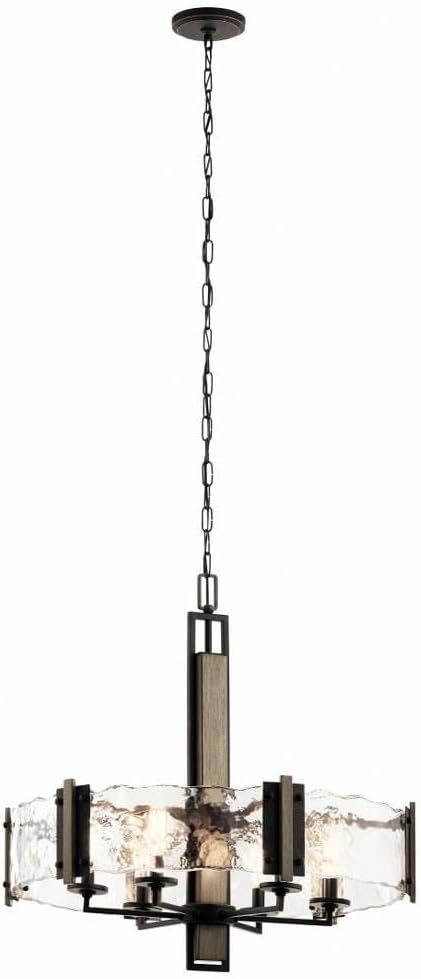 Kichler Aberdeen 26" 6 Light Chandelier with Piastra Glass in Olde Bronze® and Distressed Antique Gray with Rust Accents