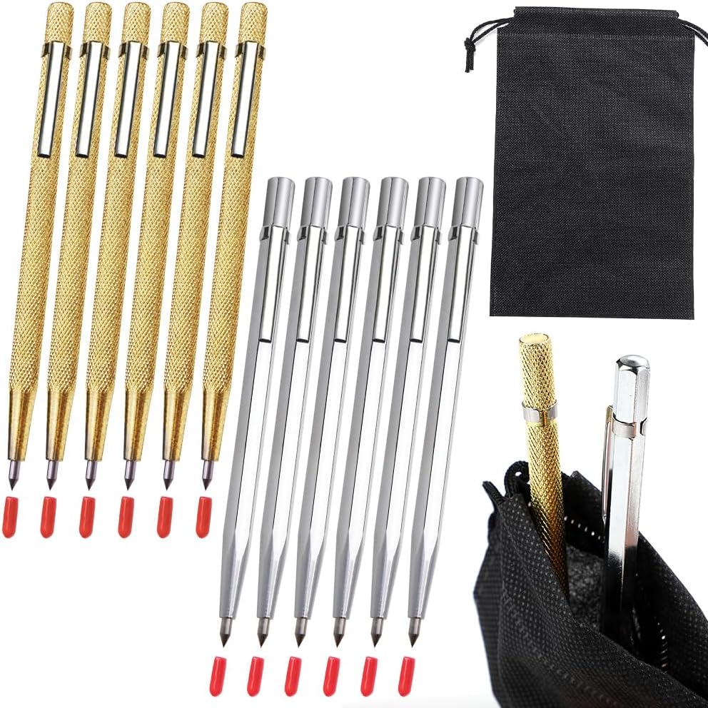 Tungsten Carbide Tip Scriber, 12Pcs Metal Etching Pen Carve Engraver Scribe Tools for Stainless Steel, Ceramics, Glass, Metal Sheet and Gold/Welding