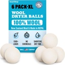 Smart Sheep Wool Dryer Balls - 6-Pack - XL Premium Natural Fabric Softener Award-Winning - Wool Balls Replaces Dryer Sheets - Wool Balls for Dryer - Laundry Balls for Dryer