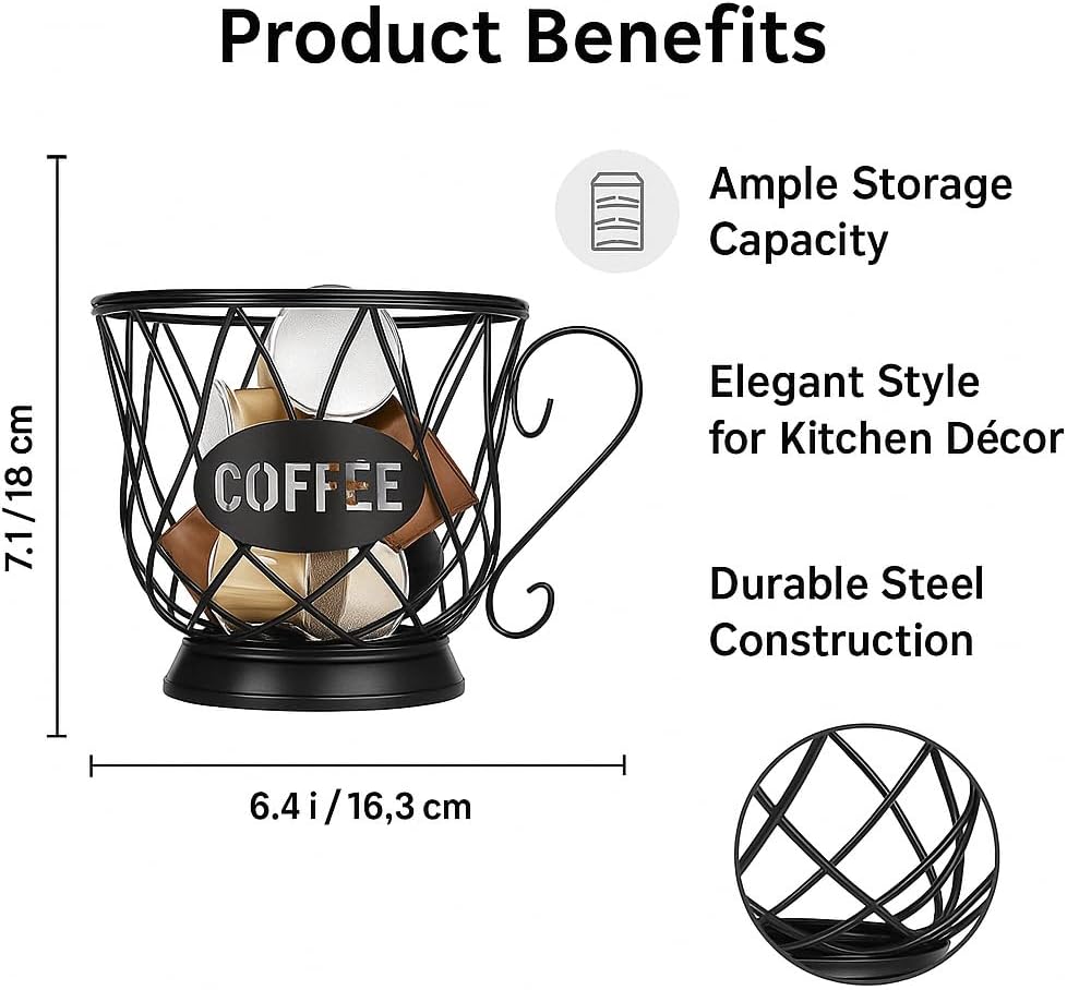 SIAM'S Coffee Capsule Organizer – Espresso Pod Holder Base, Storage Basket for Countertop, Compatible with Coffee Capsules