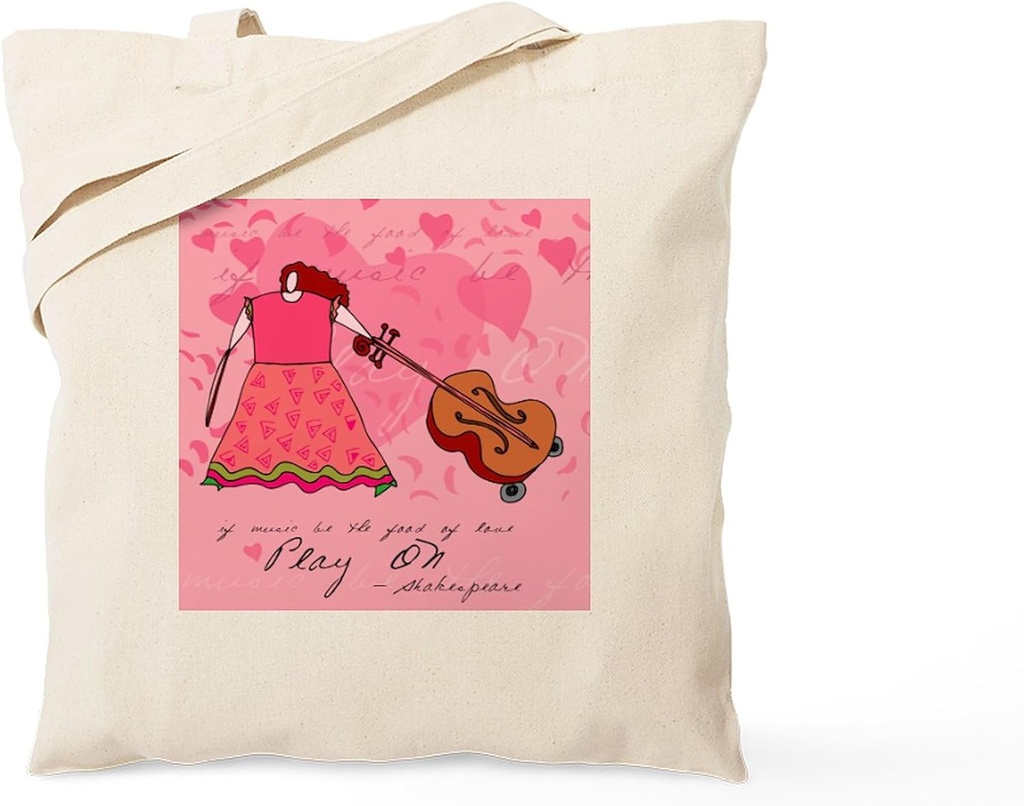 CafePress Cello Music Reusable Natural Beige Canvas Shopping Bag
